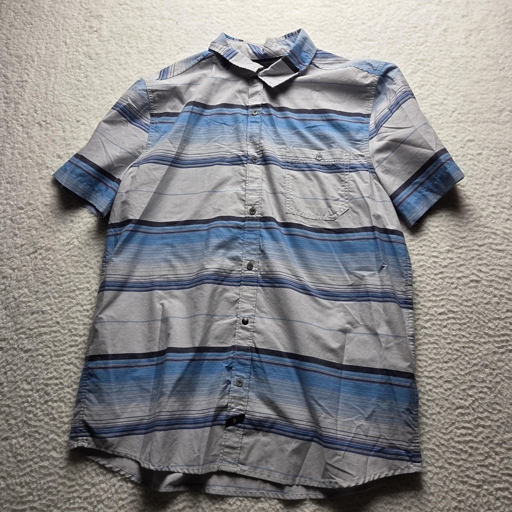 Always Push Forward Shirt Mens XL Blue Stripe Short Sleeve Button-Up Casual